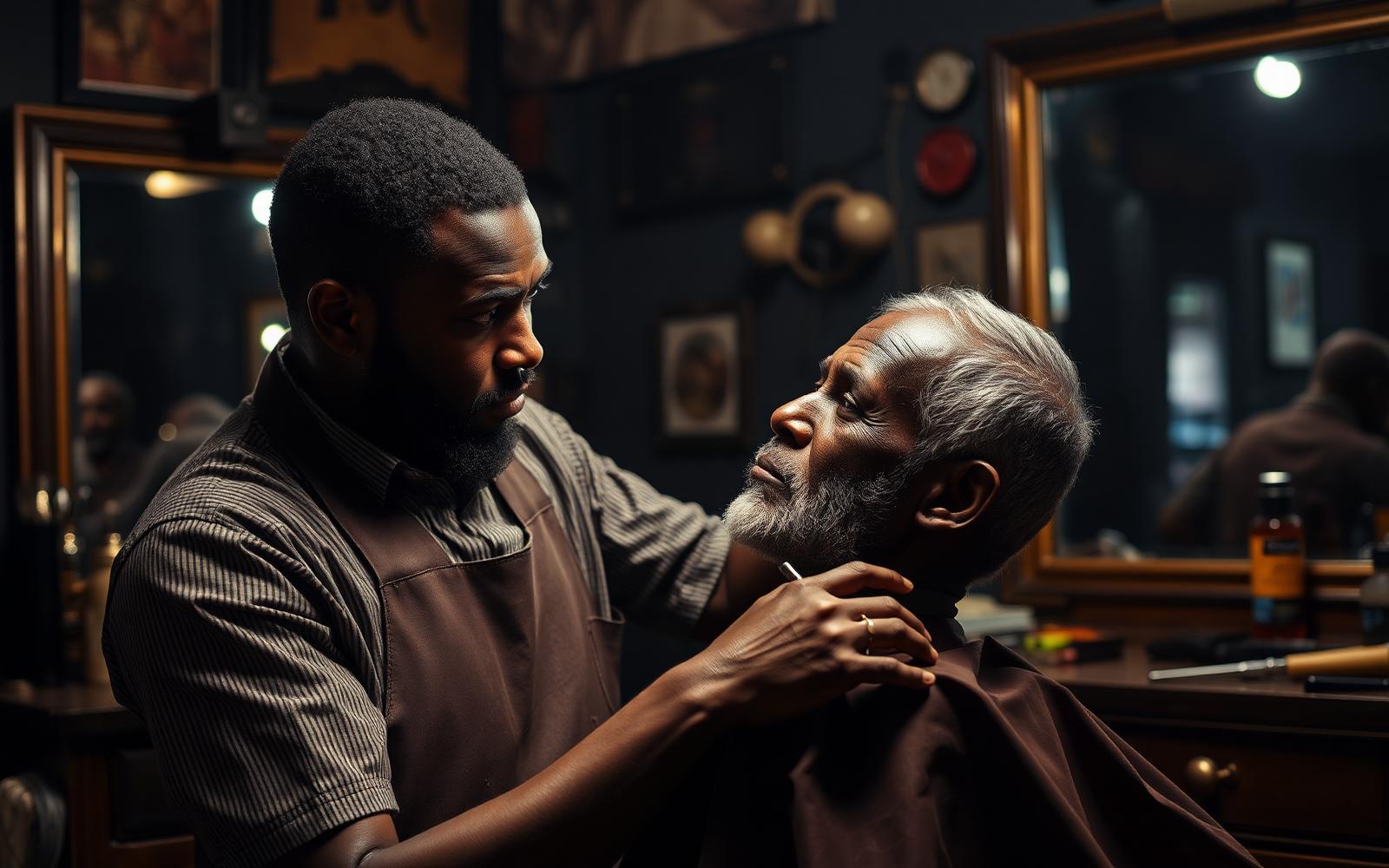 Barber giving a fresh cut in Nairobi